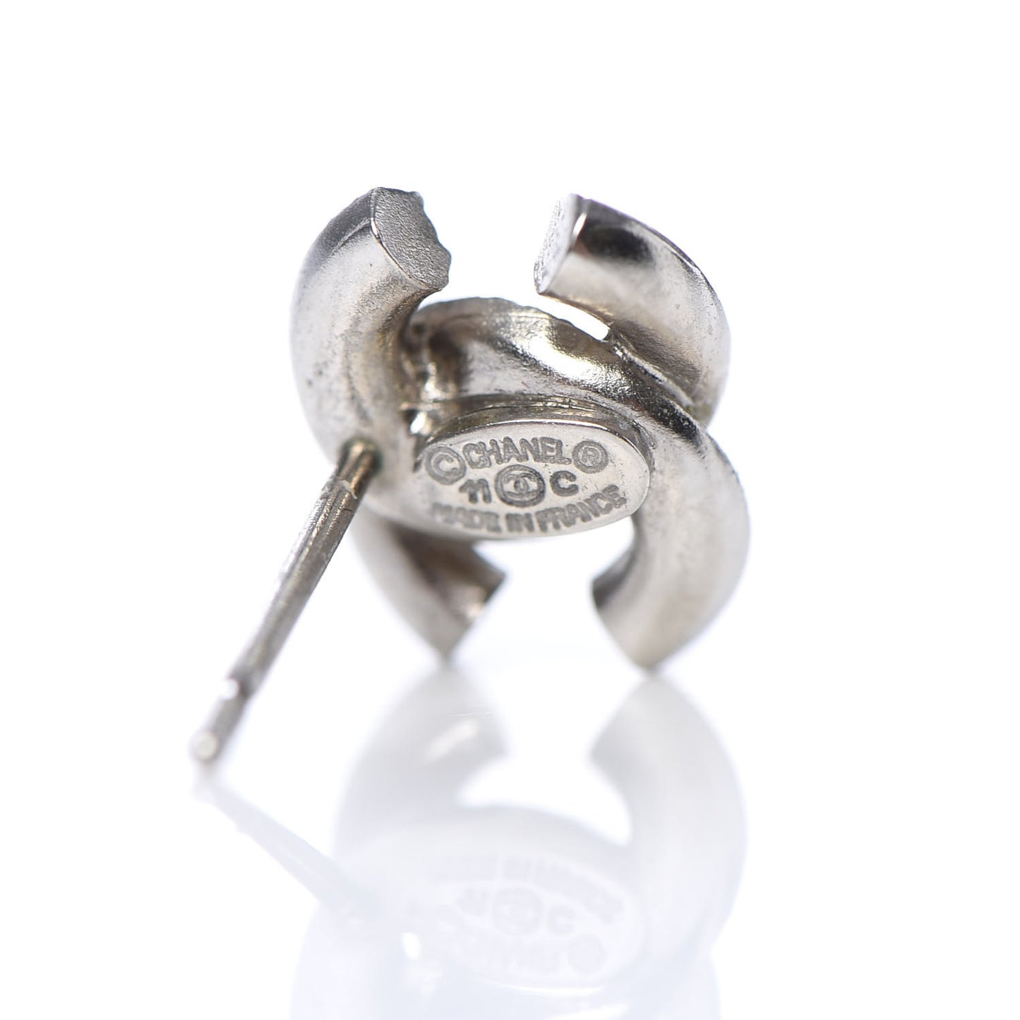 Enamel Crystal CC Earrings Silver