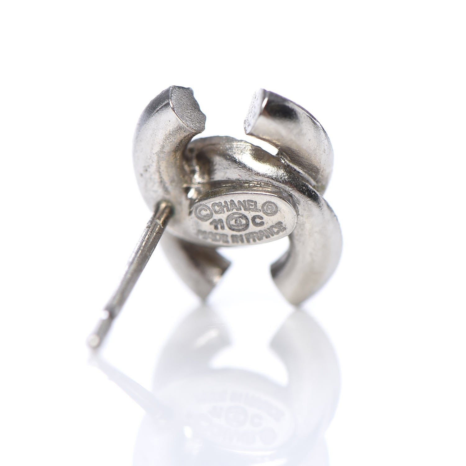 Chanel Enamel Crystal CC Earrings Silver 4 of 4