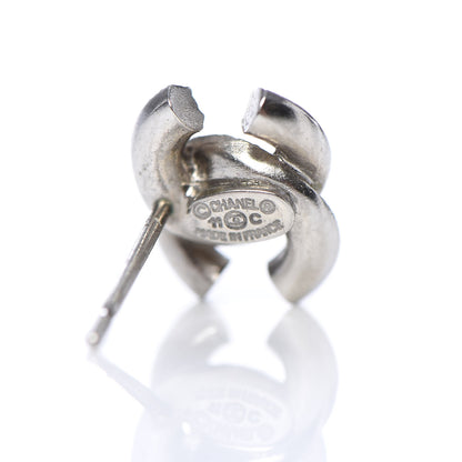 Chanel Enamel Crystal CC Earrings Silver 4 of 4