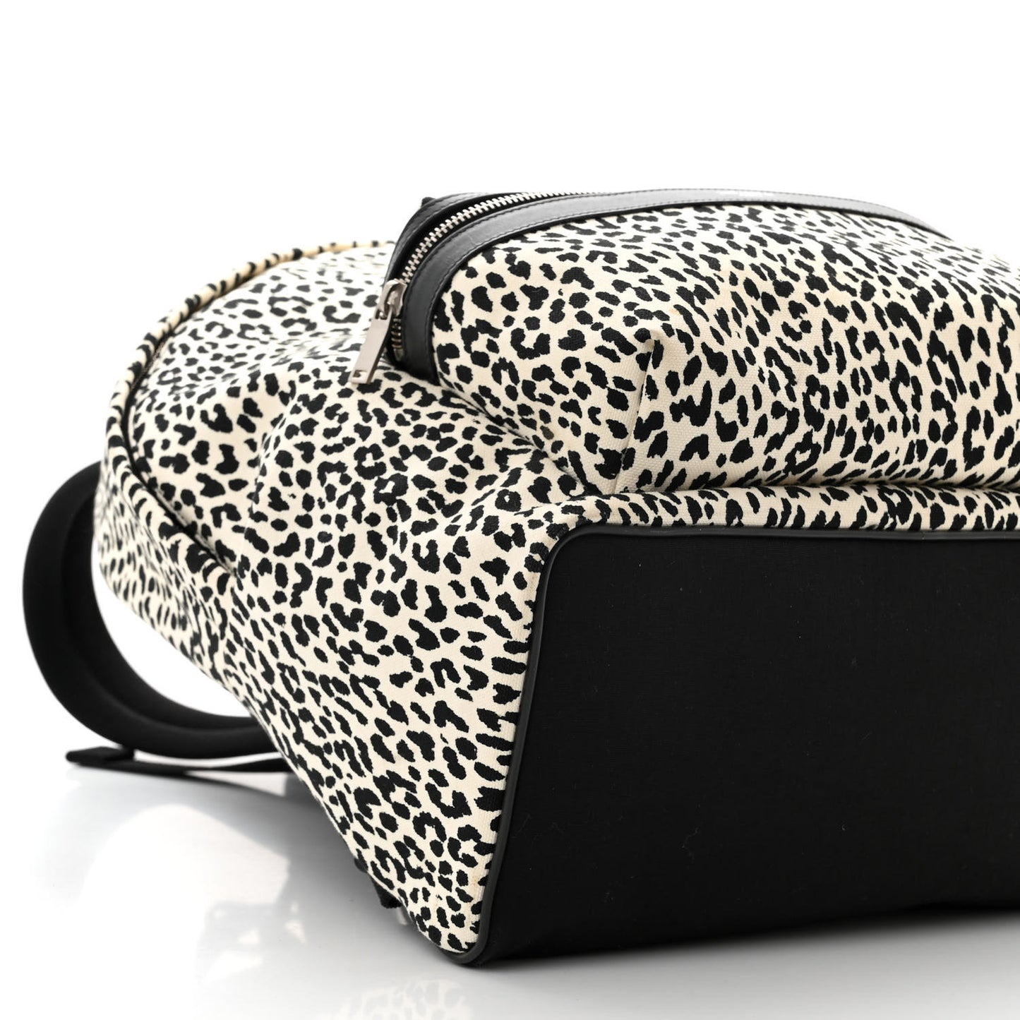 Canvas Leopard Print City Backpack Black White