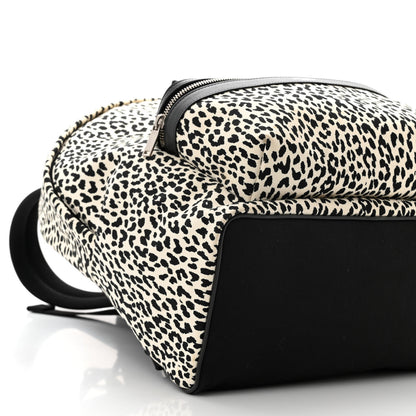 Saint Laurent Canvas Leopard Print City Backpack Black White 9 of 10