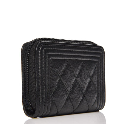 Chanel Caviar Quilted Boy Zip Around Coin Purse Wallet So Black 3 of 7