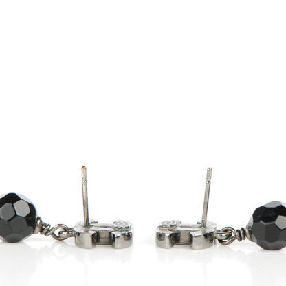 Chanel Ruthenium CC Bead Drop Clip On Earrings Black 3 of 6