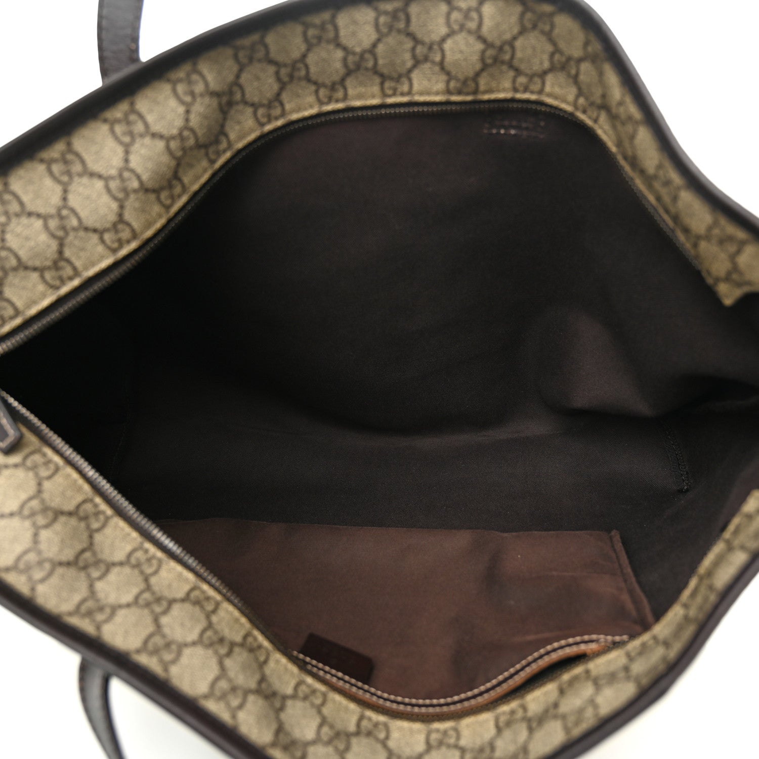 Gucci GG Supreme Monogram Large Zippered Shopping Tote Brown 5 of 15