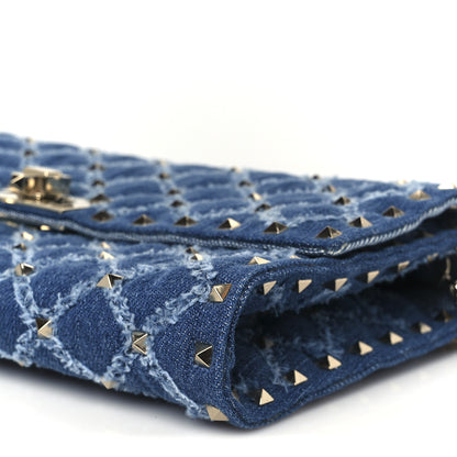 Valentino Garavani Denim Rockstud Spike Wallet on Chain Blue 10 of 10