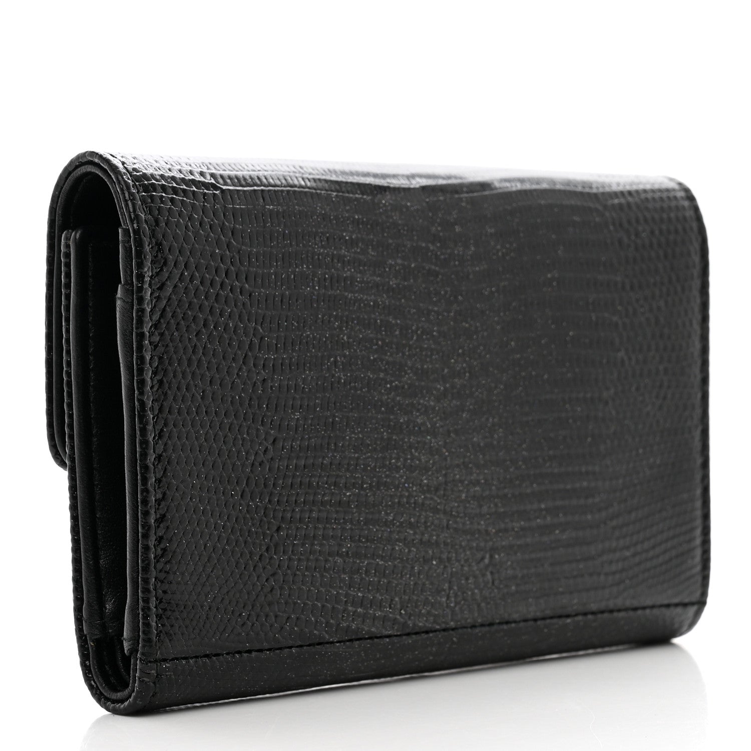 Chanel Lizard Small Golden Class Flap Wallet Black 3 of 8