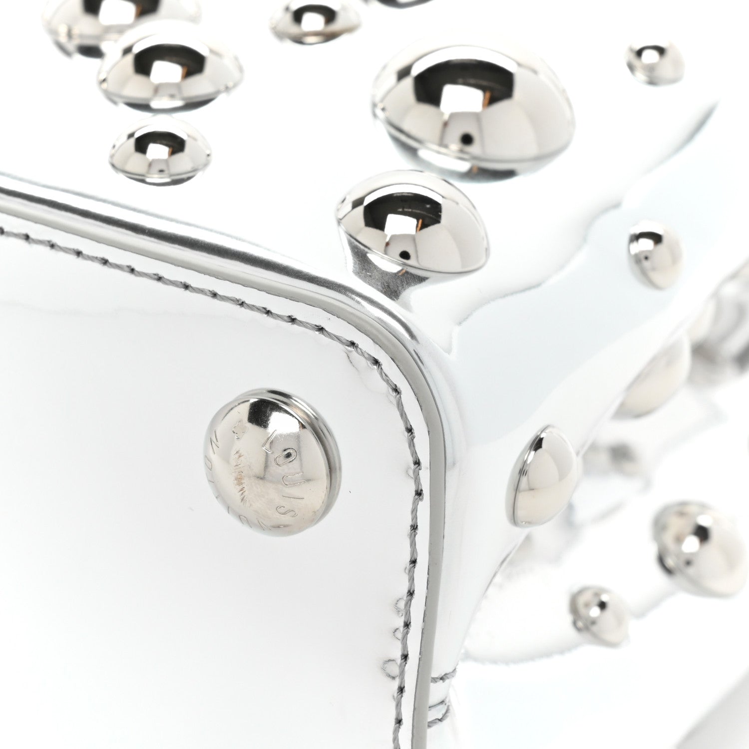 Louis Vuitton LV X YK Metallic Taurillon Brass Metal Dots Capucines BB Silver 11 of 15