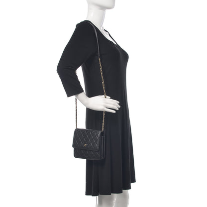Chanel Caviar Quilted Square Wallet On Chain WOC Black 2 of 12