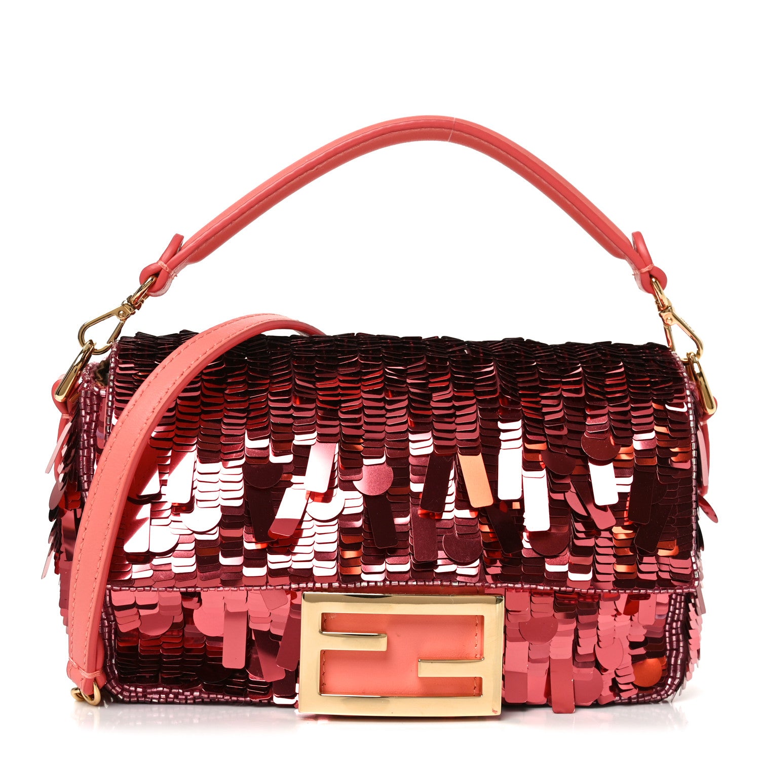 Fendi Sequin Paillettes Vitello Grace Sex and the City Mini Baguette Pink 1 of 10