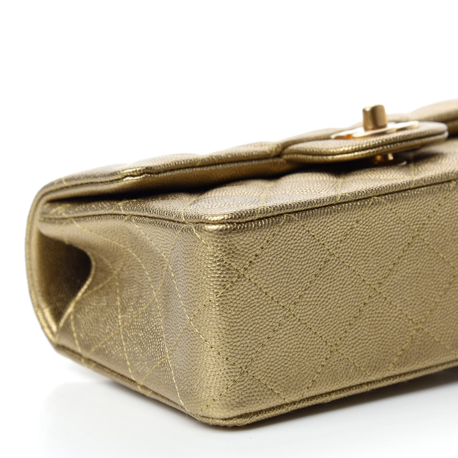 Chanel Metallic Caviar Quilted Mini Top Handle Rectangular Flap Gold 6 of 10