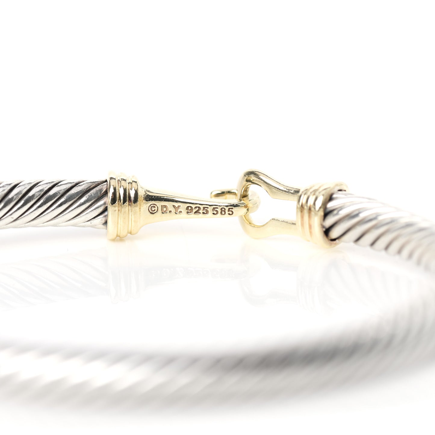 Sterling Silver 14K Yellow Gold 5mm Cable Classic Buckle Bracelet