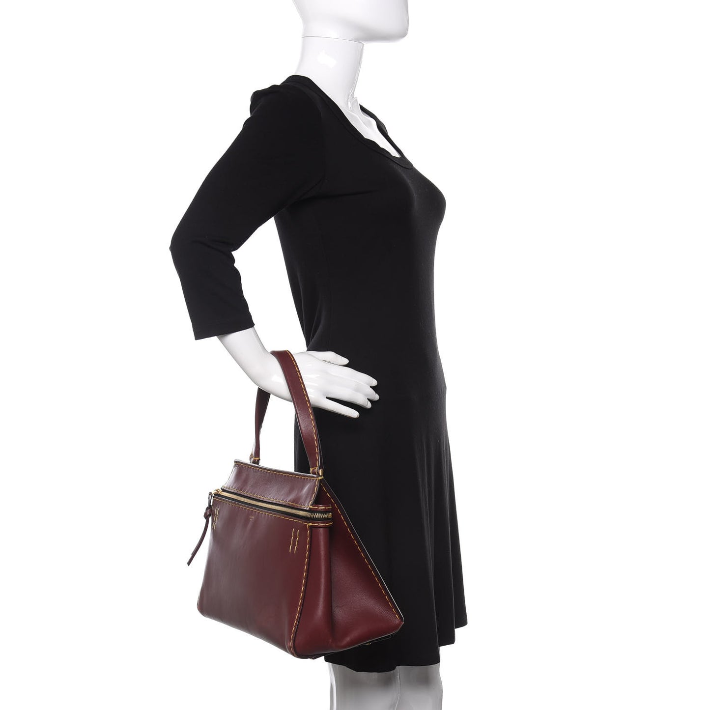 Smooth Calfskin Small Edge Shoulder Bag Burgundy