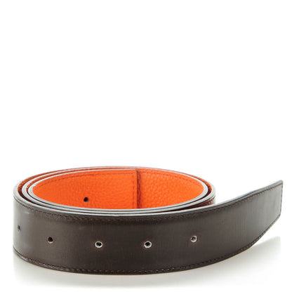 Hermes Box Togo 32mm Belt Strap 85 Chocolate Orange 1 of 6