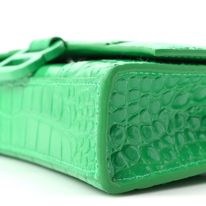 Balenciaga Shiny Calfskin Crocodile Embossed Hourglass Chain Bag Vivid Green 9 of 9