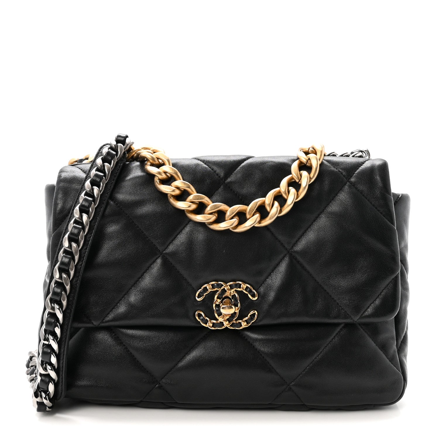 Chanel Goatskin Quilted Large Chanel 19 Flap Black 1 of 10