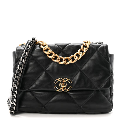 Chanel Goatskin Quilted Large Chanel 19 Flap Black 1 of 10
