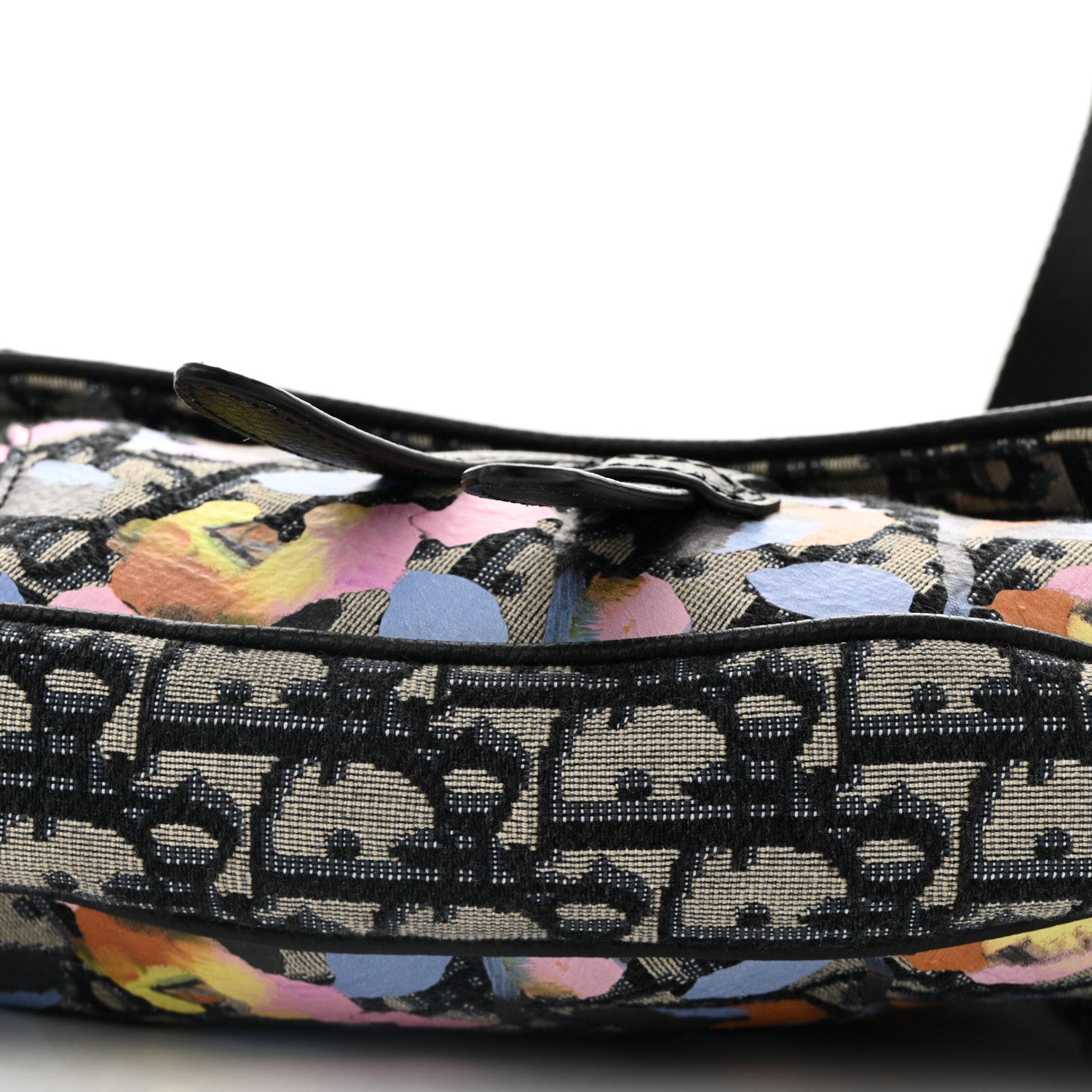 Christian Dior X ALEX FOXOTN Oblique Floral Print Mens Saddle Bag Blue Multicolor 9 of 11