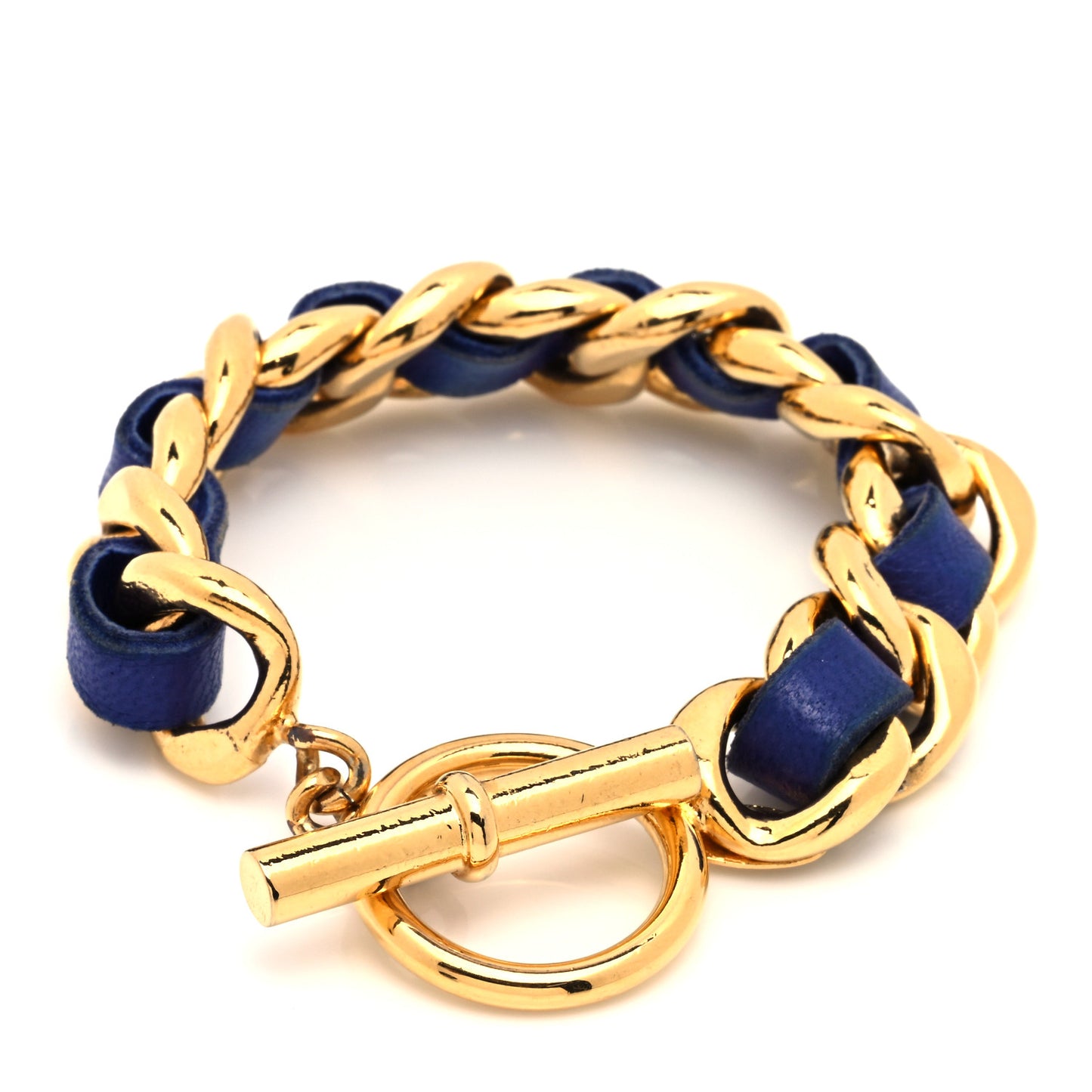 Lambskin Chain Bracelet Blue Gold