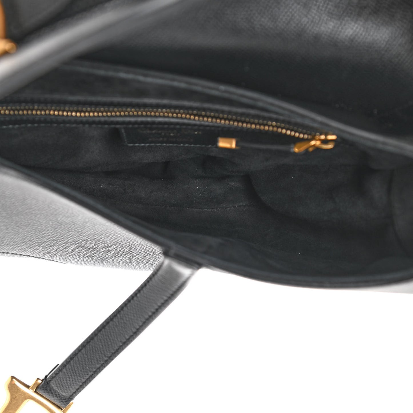 Grained Calfskin Saddle Bag Black