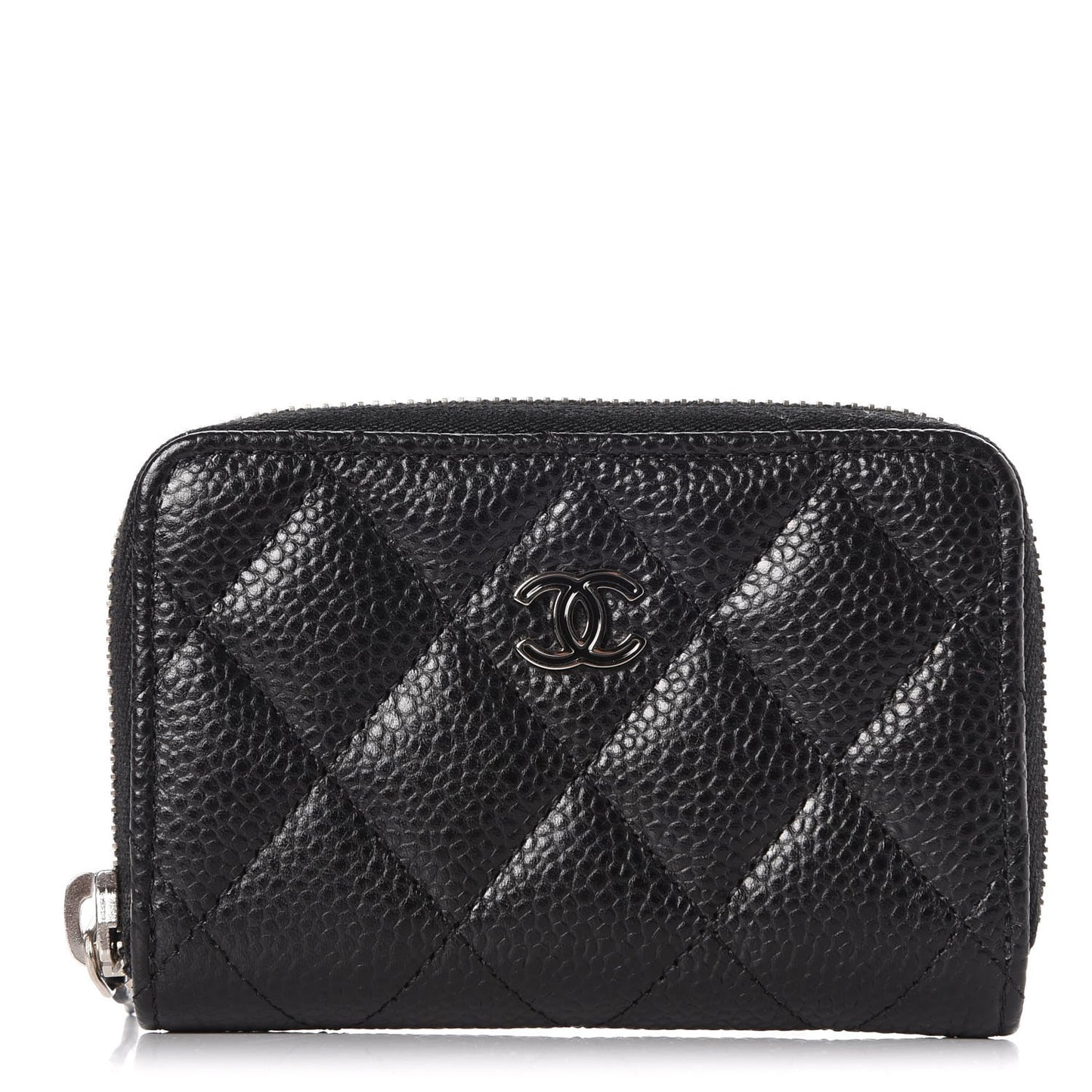 Caviar Quilted Zip Coin Purse Black