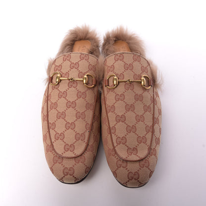Gucci GG Monogram Fur Mens Princetown Slippers 12 Beige Ruggine Rust 5 of 9