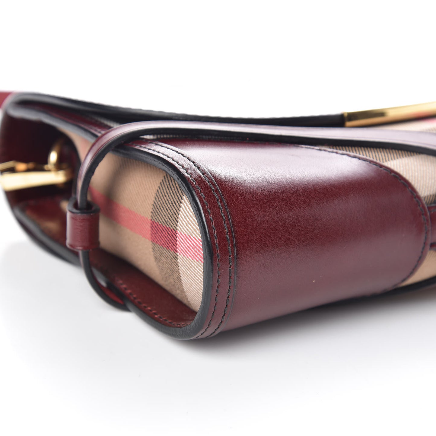 House Check Bridle Calfskin Small Abbott Crossbody Bag Red Claret