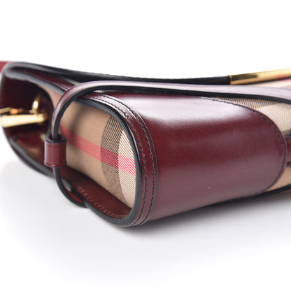Burberry House Check Bridle Calfskin Small Abbott Crossbody Bag Red Claret 5 of 11
