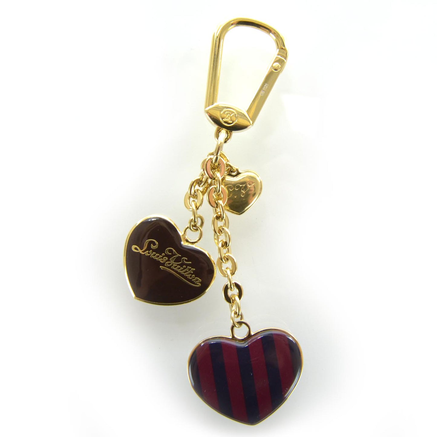 Rayures Coeur Bag Charm Key Holder Amarante