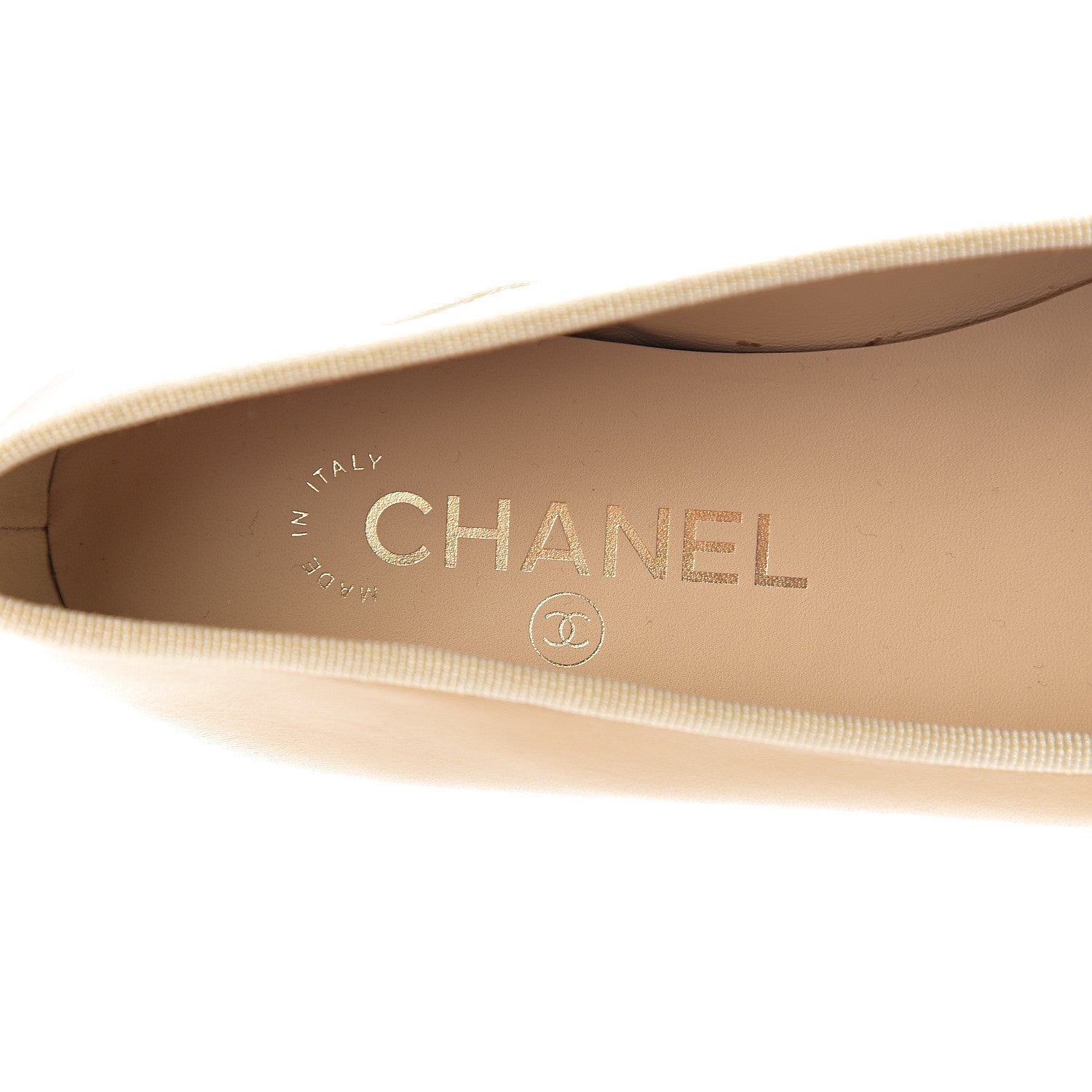 Chanel Lambskin Cap Toe CC Ballerina Flats 38 Beige Black 7 of 12