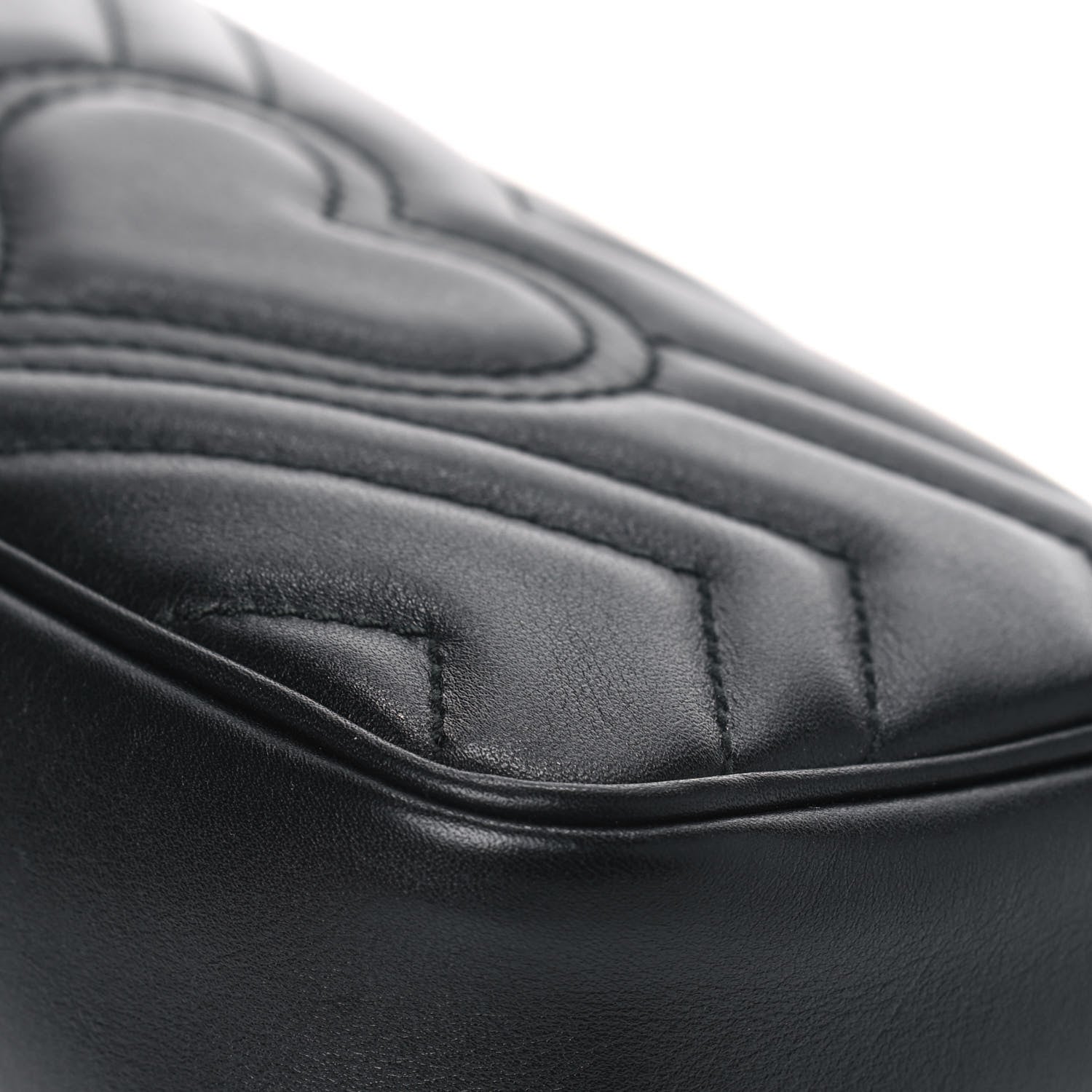 Gucci Calfskin Matelasse Super Mini GG Marmont Shoulder Bag Black 9 of 9