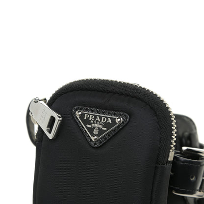 Prada Spazzolato Rois Nylon Metal Triangle Logo Monolith Pouch Pocket 55mm Boots 39.5 Black 19 of 20