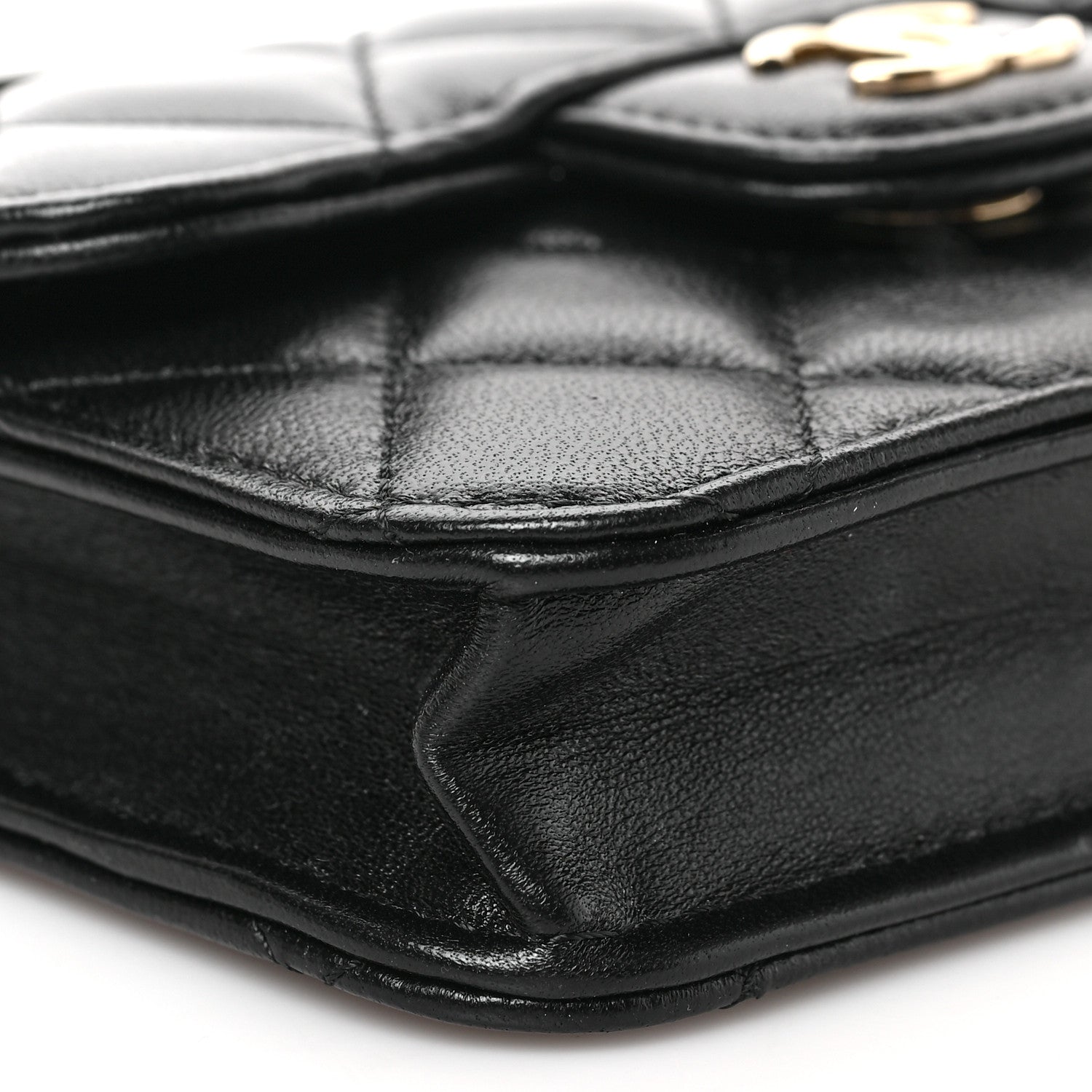 Chanel Lambskin Quilted Top Handle Flap Coin Purse With Chain Black 8 of 9