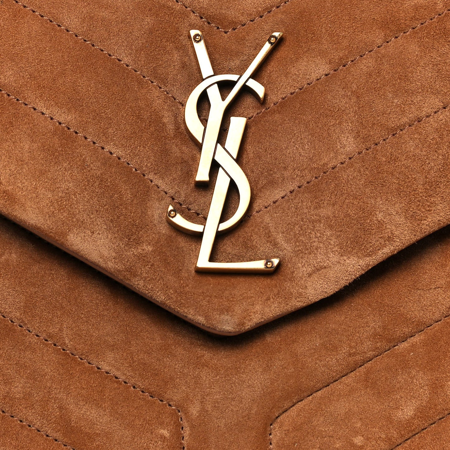 Suede Y Quilted Monogram Medium Loulou Chain Satchel Cinnamon