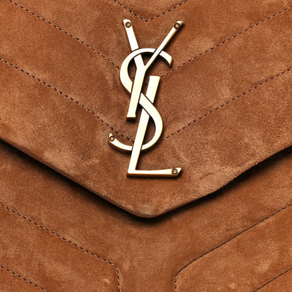 Saint Laurent Suede Y Quilted Monogram Medium Loulou Chain Satchel Cinnamon 9 of 12