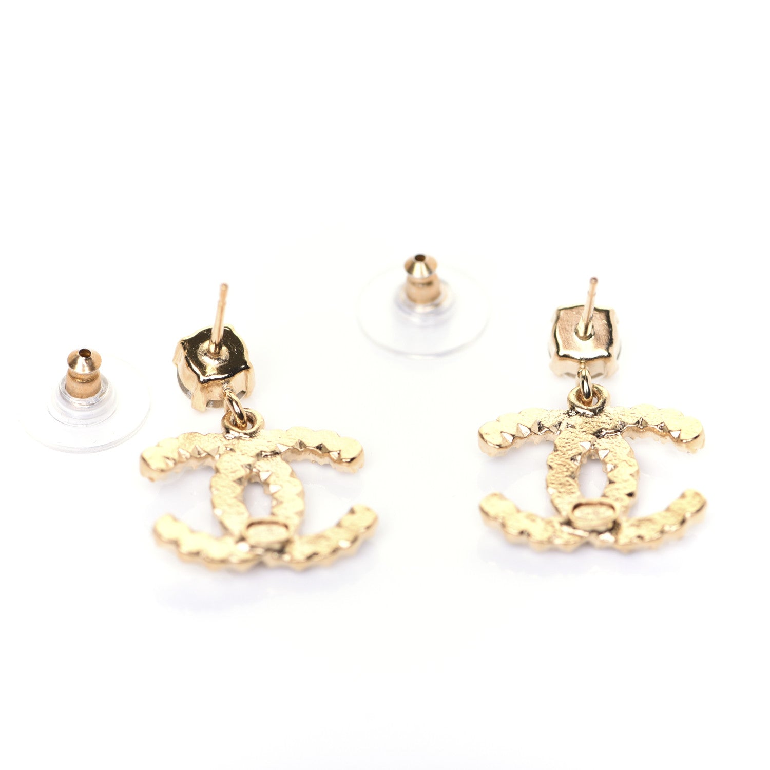 Chanel Resin Crystal Pearl CC Drop Earrings Gold Black 7 of 8