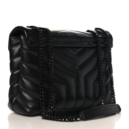Saint Laurent Calfskin Y Quilted Monogram Monochrome Small Loulou Chain Satchel Black 3 of 11