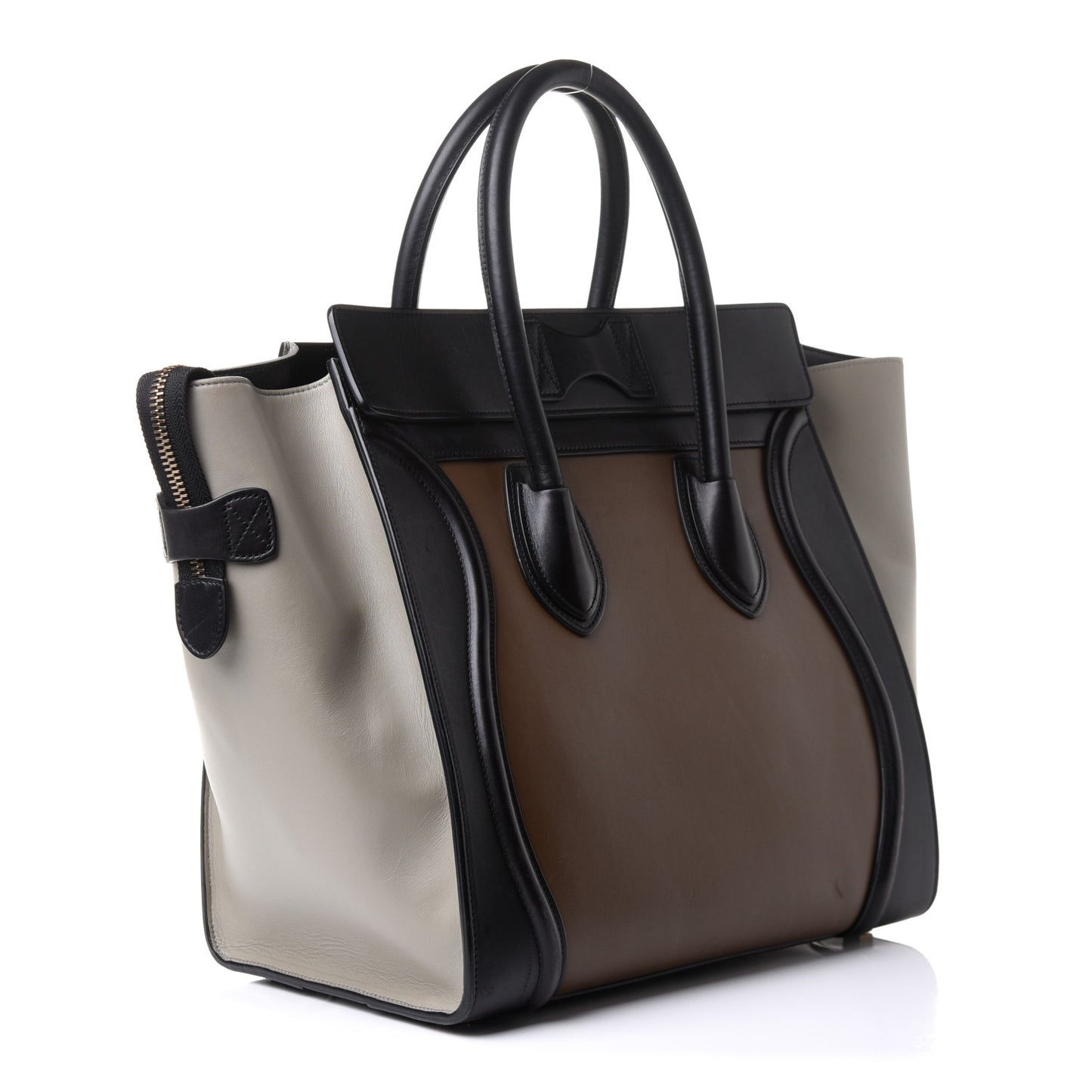 Satin Calfskin Mini Tri-Color Luggage Dark Grey