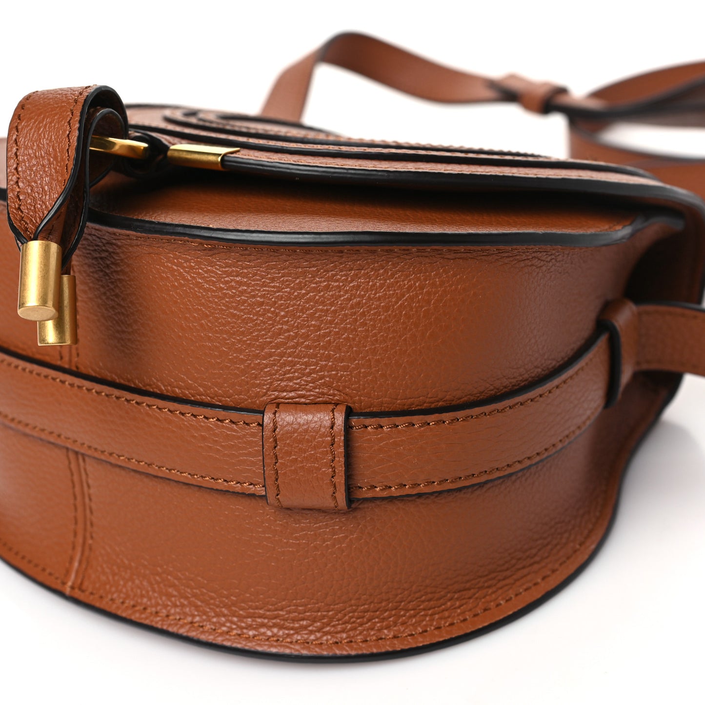 Grained Calfskin Small Marcie Saddle Bag Tan