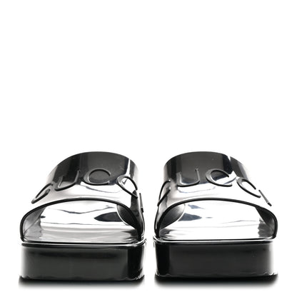 Gucci Rubber Gucci Logo Womens Platform 20/60mm Slide Sandals 37 Black 3 of 10