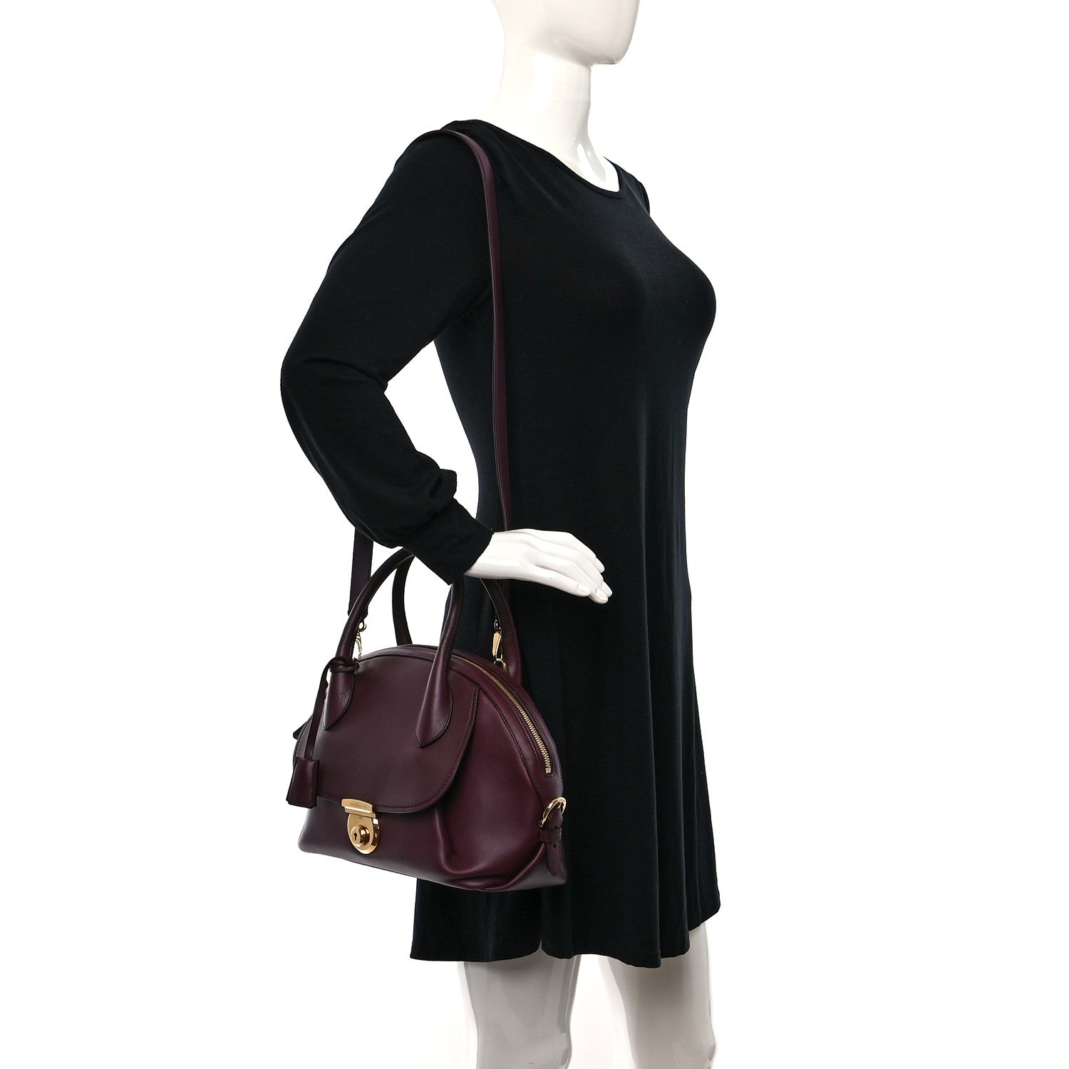 Salvatore Ferragamo Calfskin Fiamma Bag Rouge Black 3 of 8