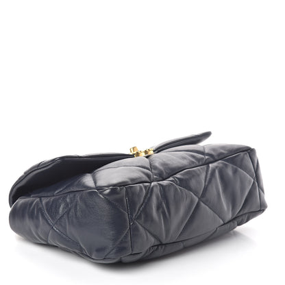 Chanel Goatskin Quilted Large 19 Flap Navy Blue 4 of 11
