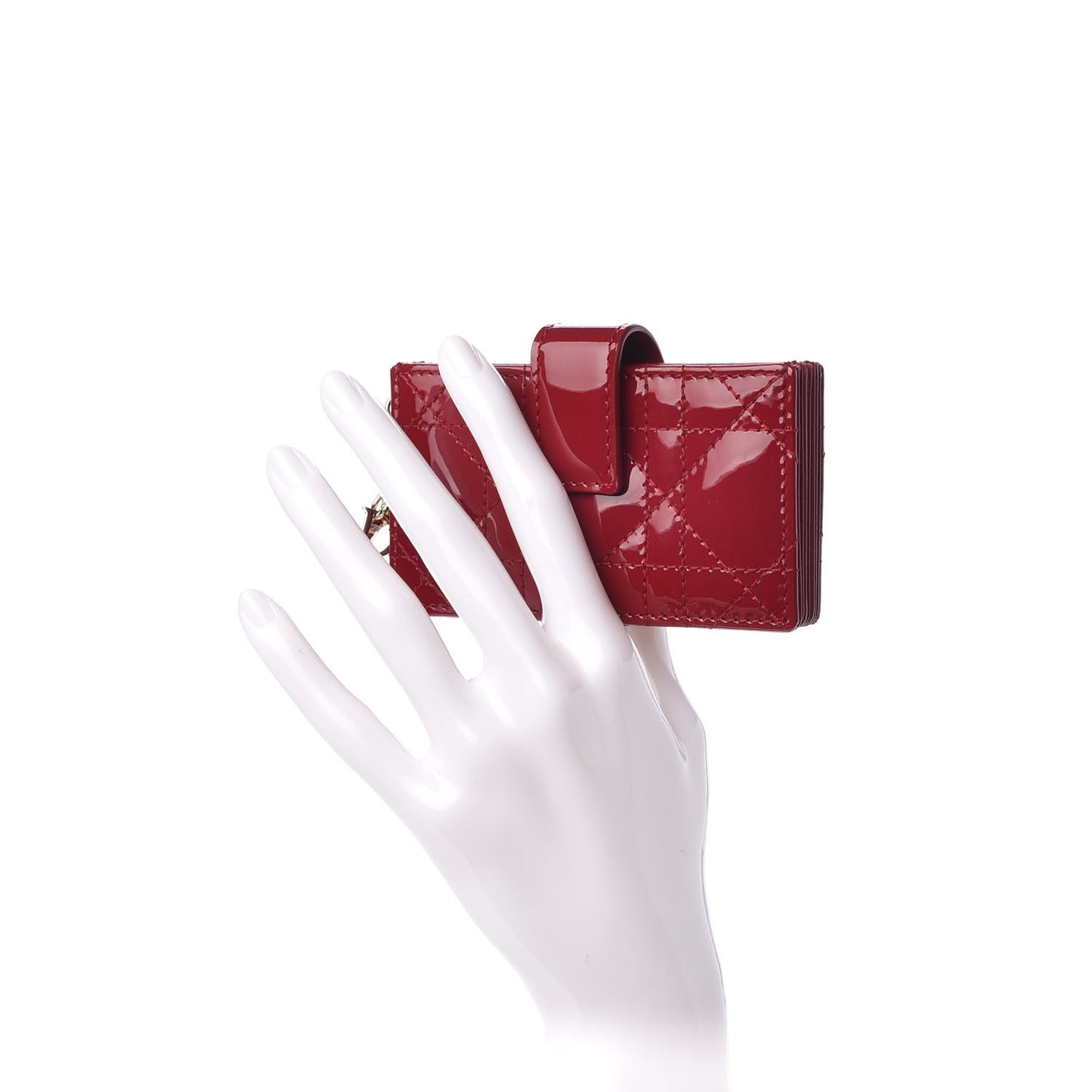 Patent Cannage Lady Dior 5-Gusset Card Holder Scarlet