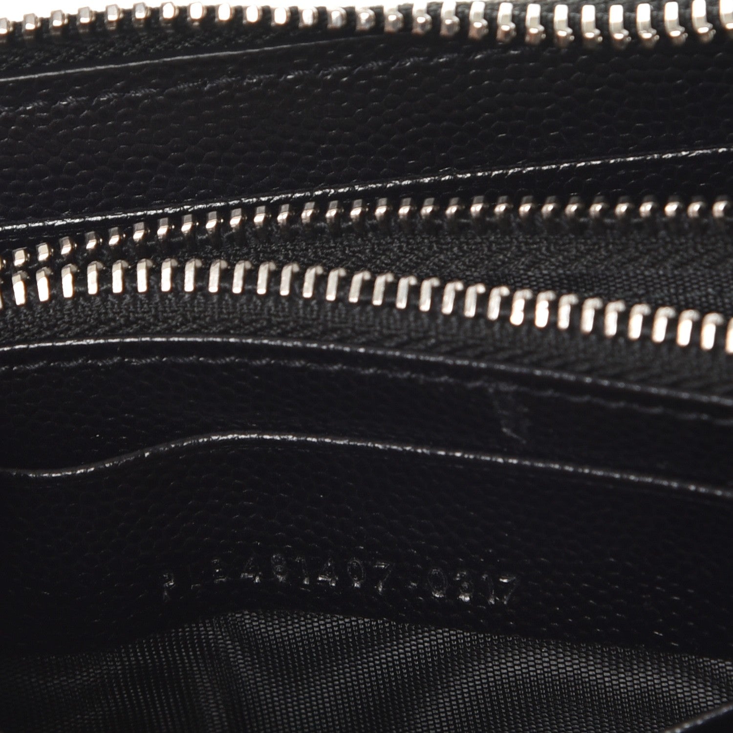 Saint Laurent Grain De Poudre Matelasse Chevron Monogram Zip Around Wallet Black 7 of 9