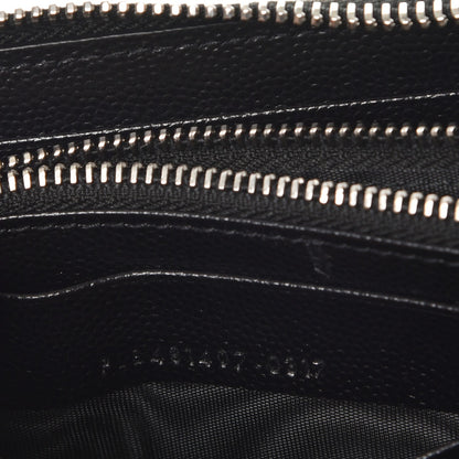 Saint Laurent Grain De Poudre Matelasse Chevron Monogram Zip Around Wallet Black 7 of 9