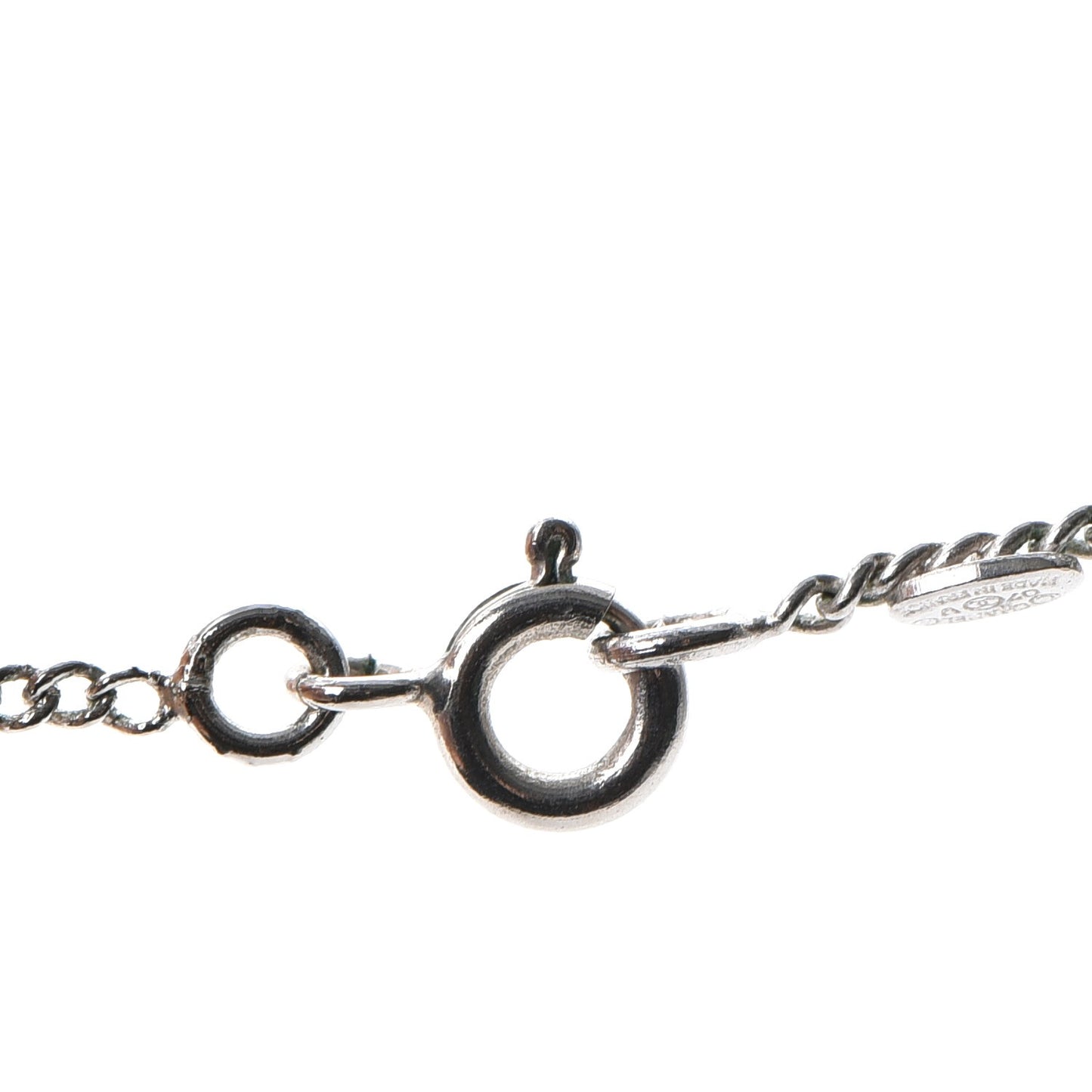 Enamel CC Necklace Silver White