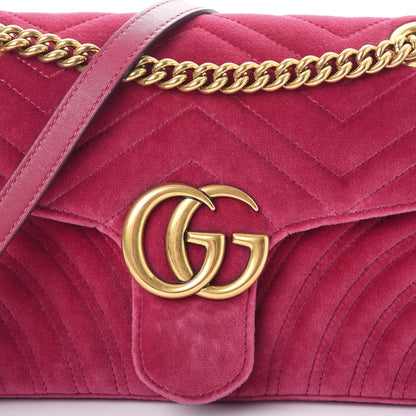 Gucci Velvet Matelasse Small GG Marmont Shoulder Bag Light Raspberry Rose 9 of 11