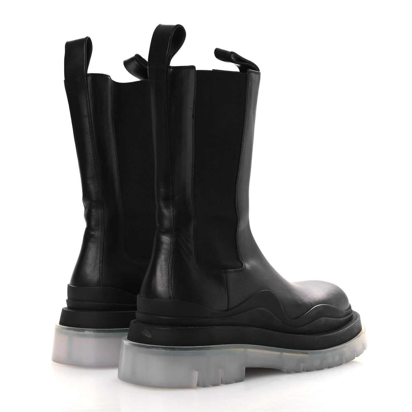 Calfskin The Tire Chelsea Boots 39 Black Transparent