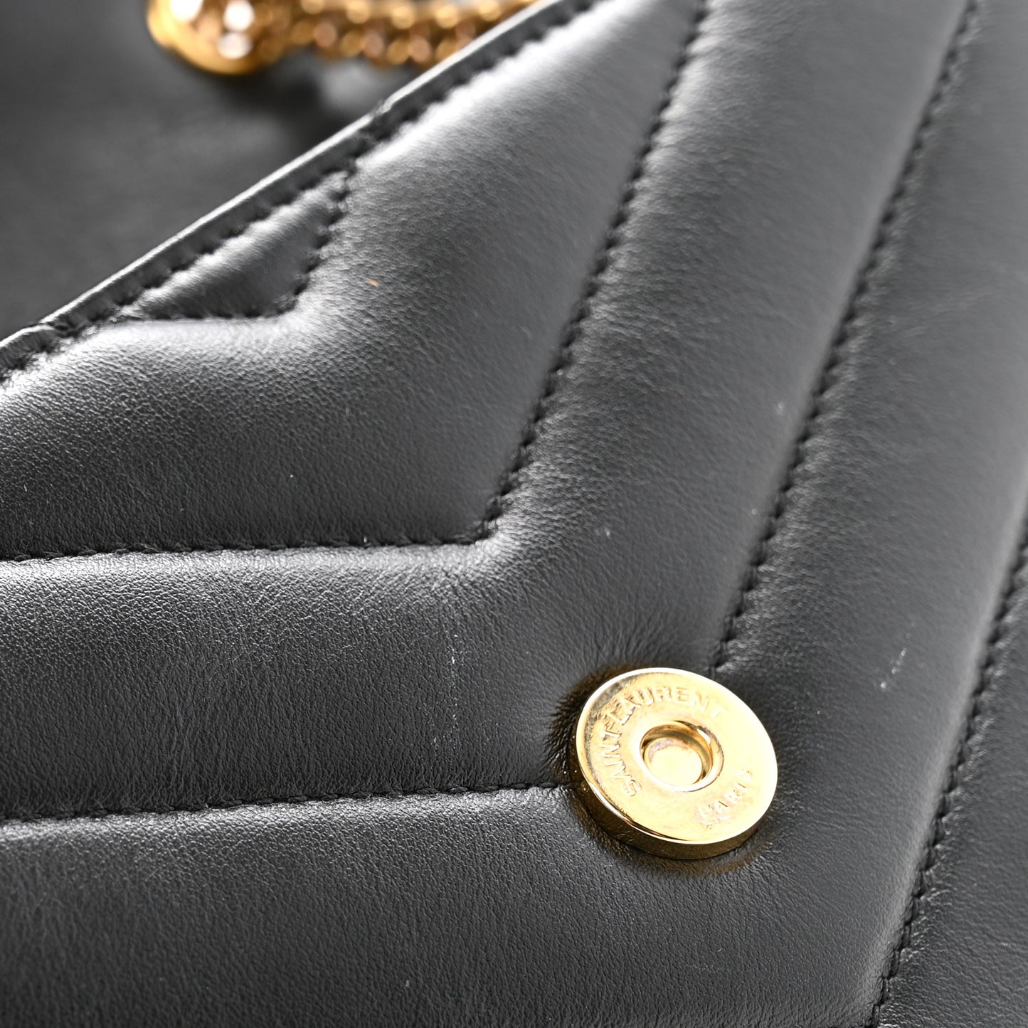 Calfskin Y Quilted Monogram Small Loulou Chain Satchel Black