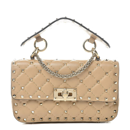 Valentino Garavani Nappa Small Rockstud Spike Shoulder Bag Camel Rose 1 of 11