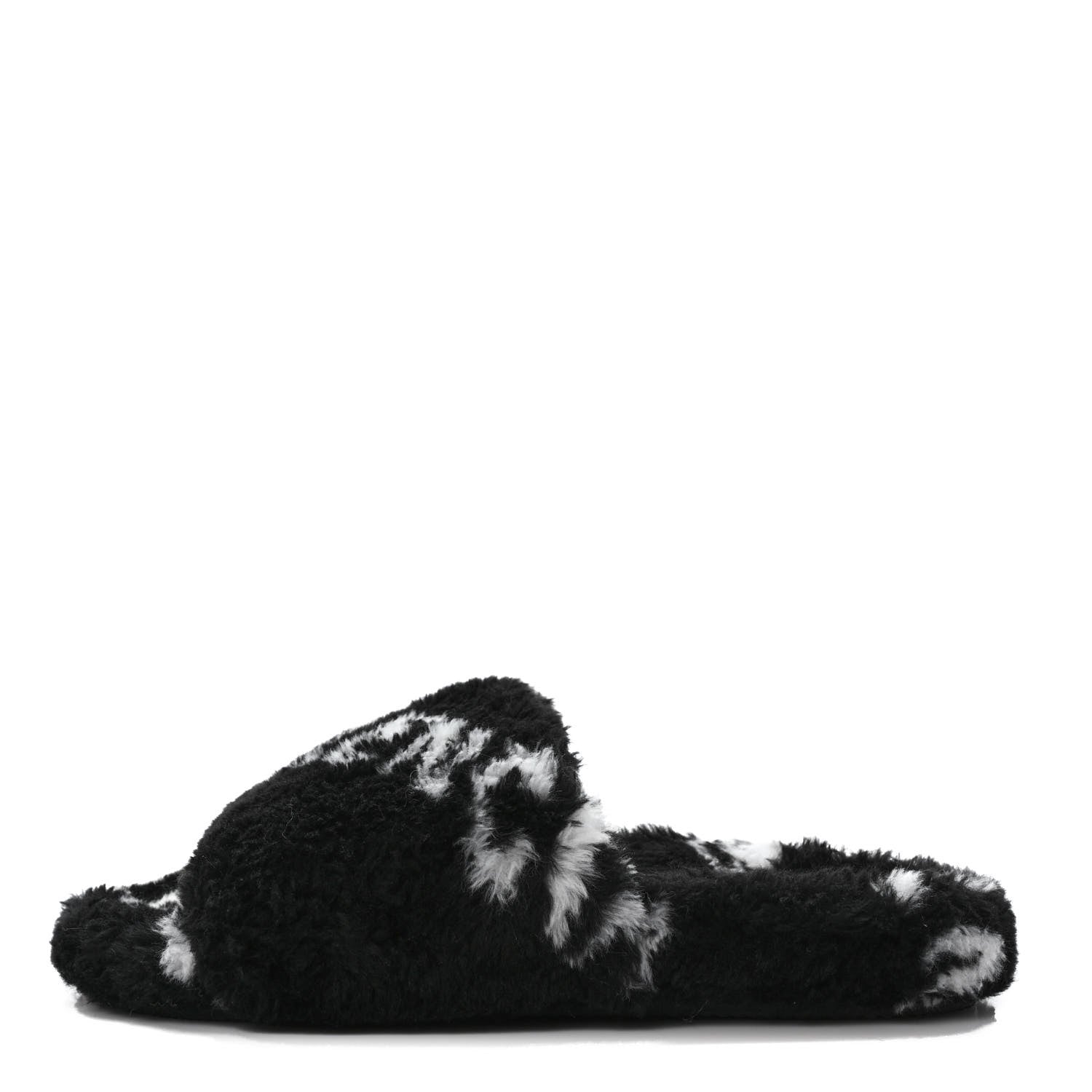 Balenciaga Fur Slide Sandals 37.5 Black White 1 of 7